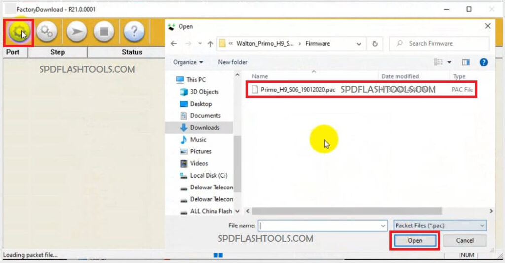 Select PAC Firmware to use SPD Factory Tool 